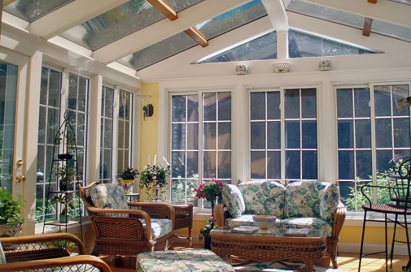 Beautiful Sunroom with Glass Ceiling