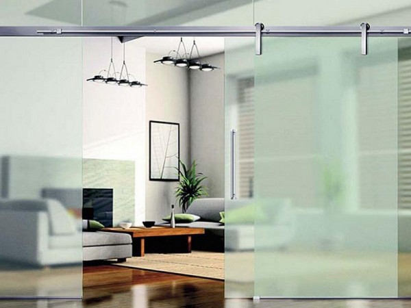 Frosted Glass Sliding Barn Door Room Divider