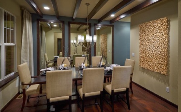 Dining Room with Wall Mirrors