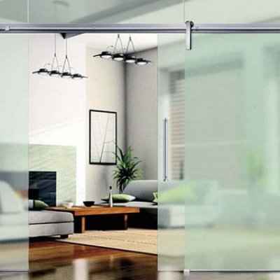 Frosted Glass Sliding Barn Door Room Divider